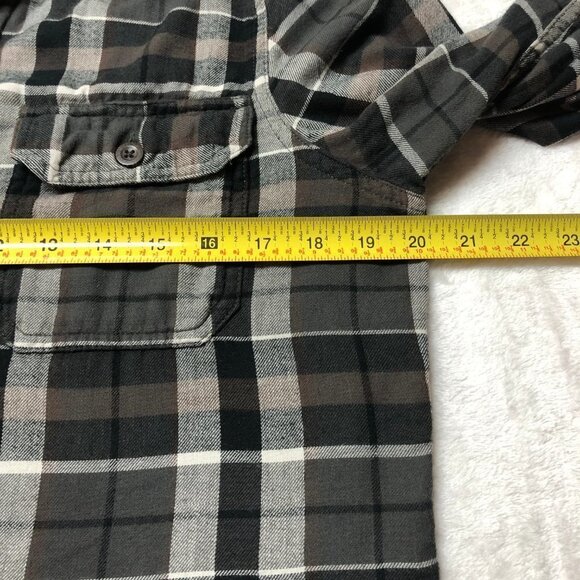 Denver Hayes Vintage Slim Fit Black & Brown Plaid Heavier Flannel Shirt - Picture 7 of 10